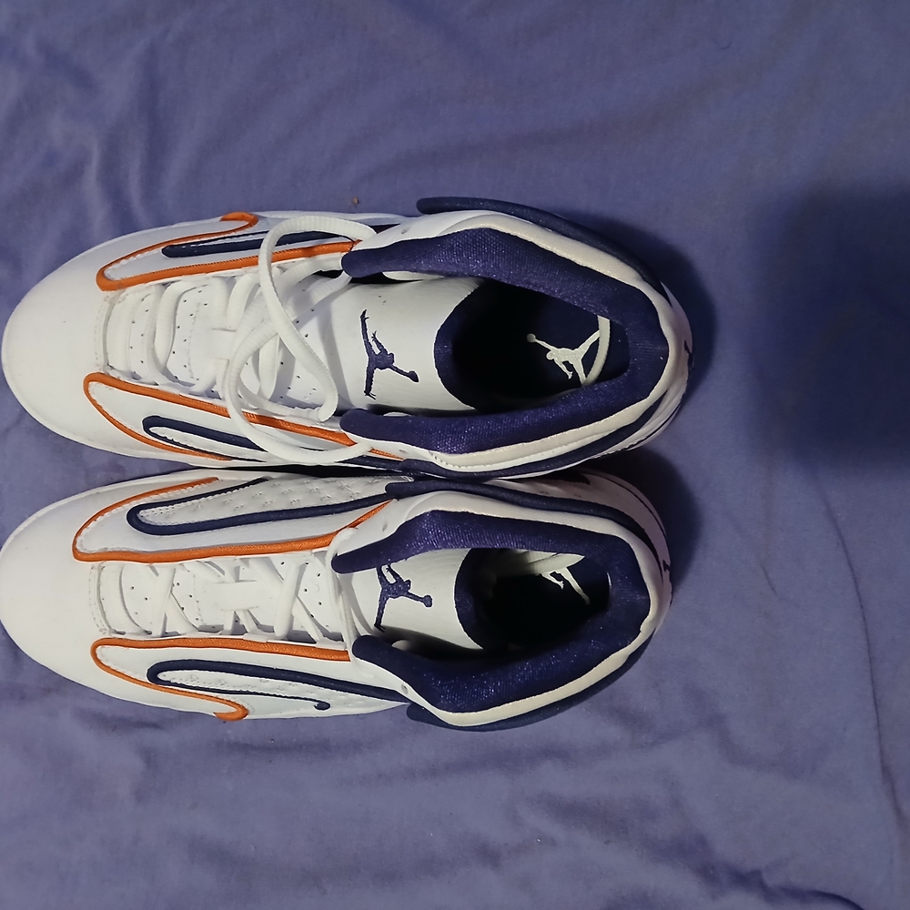 White and Blue Athletic Sneakers
